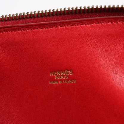 HERMES Bolide 35 Cushbell Rouge vif Gold Metal Fittings Handbag ○W:1993