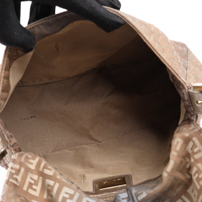 Sac à bandoulière FENDI Zucchino Mamma Baguette en toile et cuir marron 8BR001
