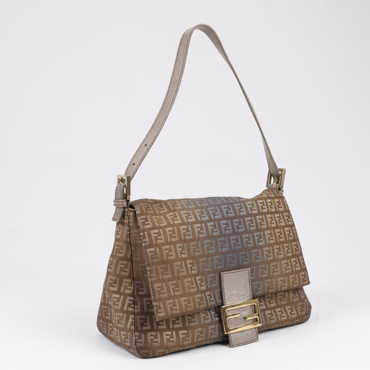 FENDI Zucchino Mamma Baguette Canvas &amp; Leder One Shoulder Tasche in Braun 8BR001