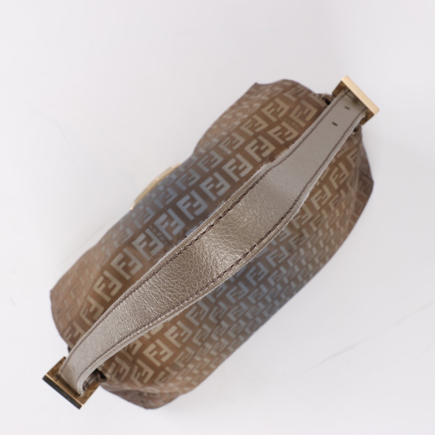 Sac à bandoulière FENDI Zucchino Mamma Baguette en toile et cuir marron 8BR001