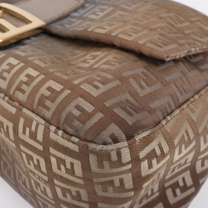 Sac à bandoulière FENDI Zucchino Mamma Baguette en toile et cuir marron 8BR001