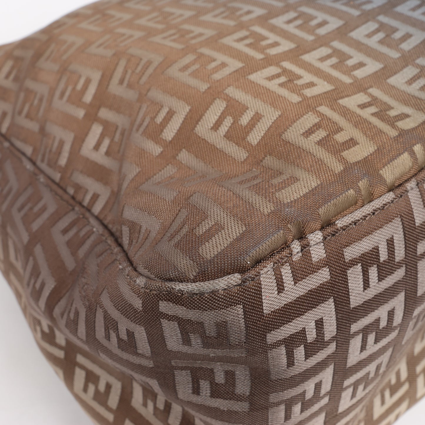 Sac à bandoulière FENDI Zucchino Mamma Baguette en toile et cuir marron 8BR001
