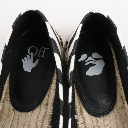 Espadrilles plates OFF-WHITE à rayures diagonales noires et blanches, pointure 37