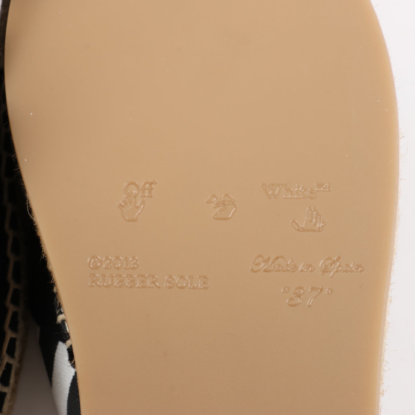 Espadrilles plates OFF-WHITE à rayures diagonales noires et blanches, pointure 37