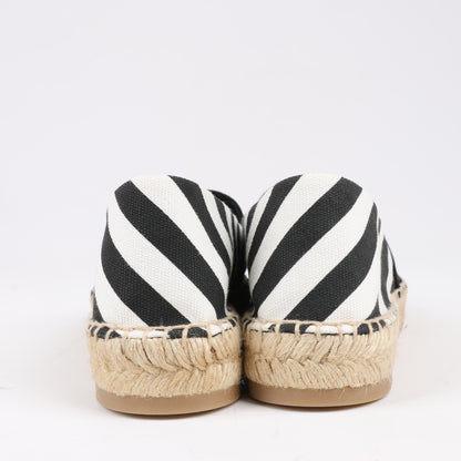 Espadrilles plates OFF-WHITE à rayures diagonales noires et blanches, pointure 37