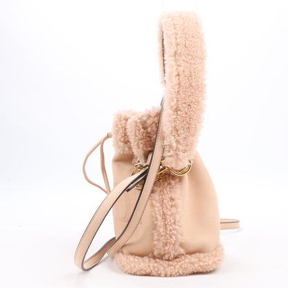 Fendi Mon Tresor Mini Mouton 2Way Umhängetasche in Puderbeige 8BS010