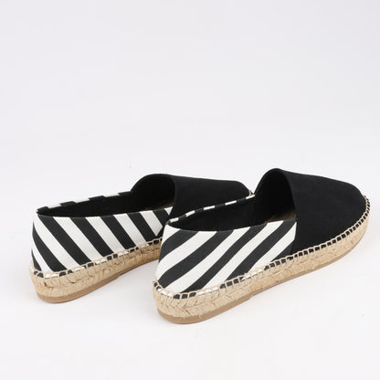 Espadrilles plates OFF-WHITE à rayures diagonales noires et blanches, pointure 37