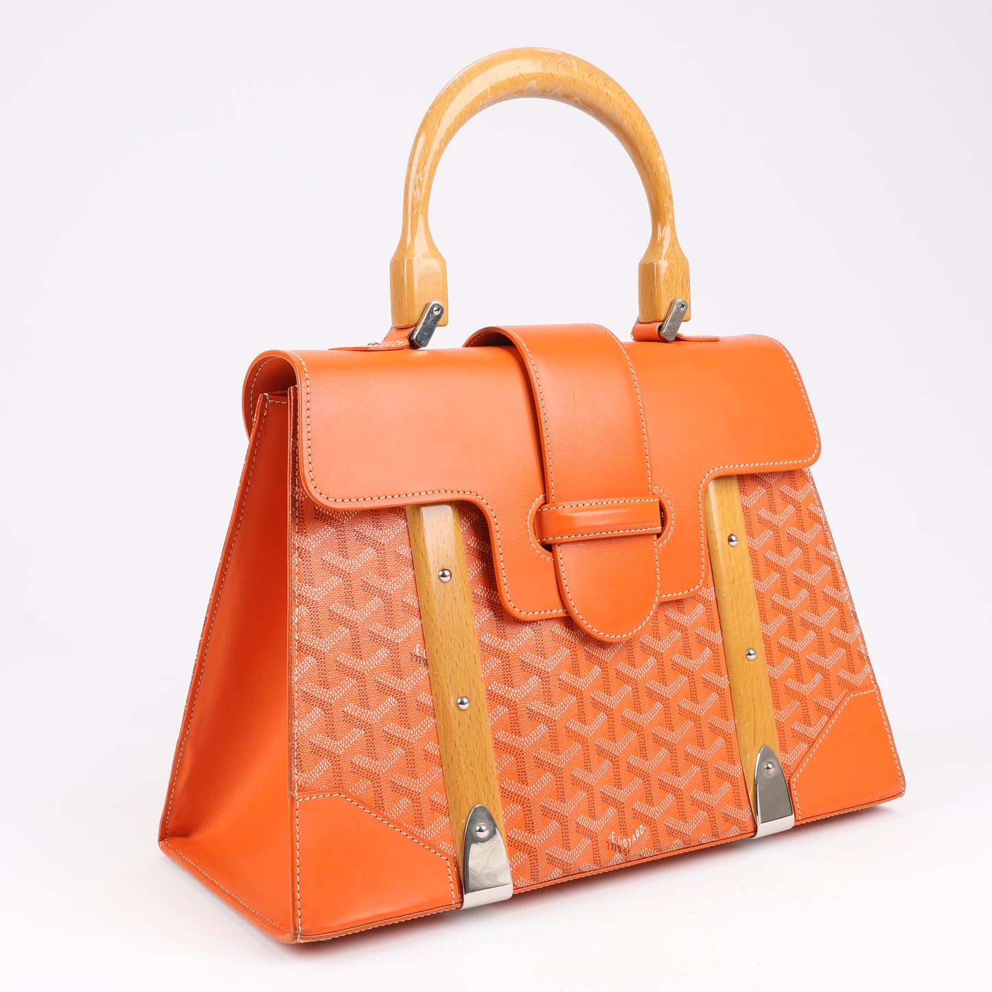 Goyard Saigon GM PVC & Leather Handbag in Orange