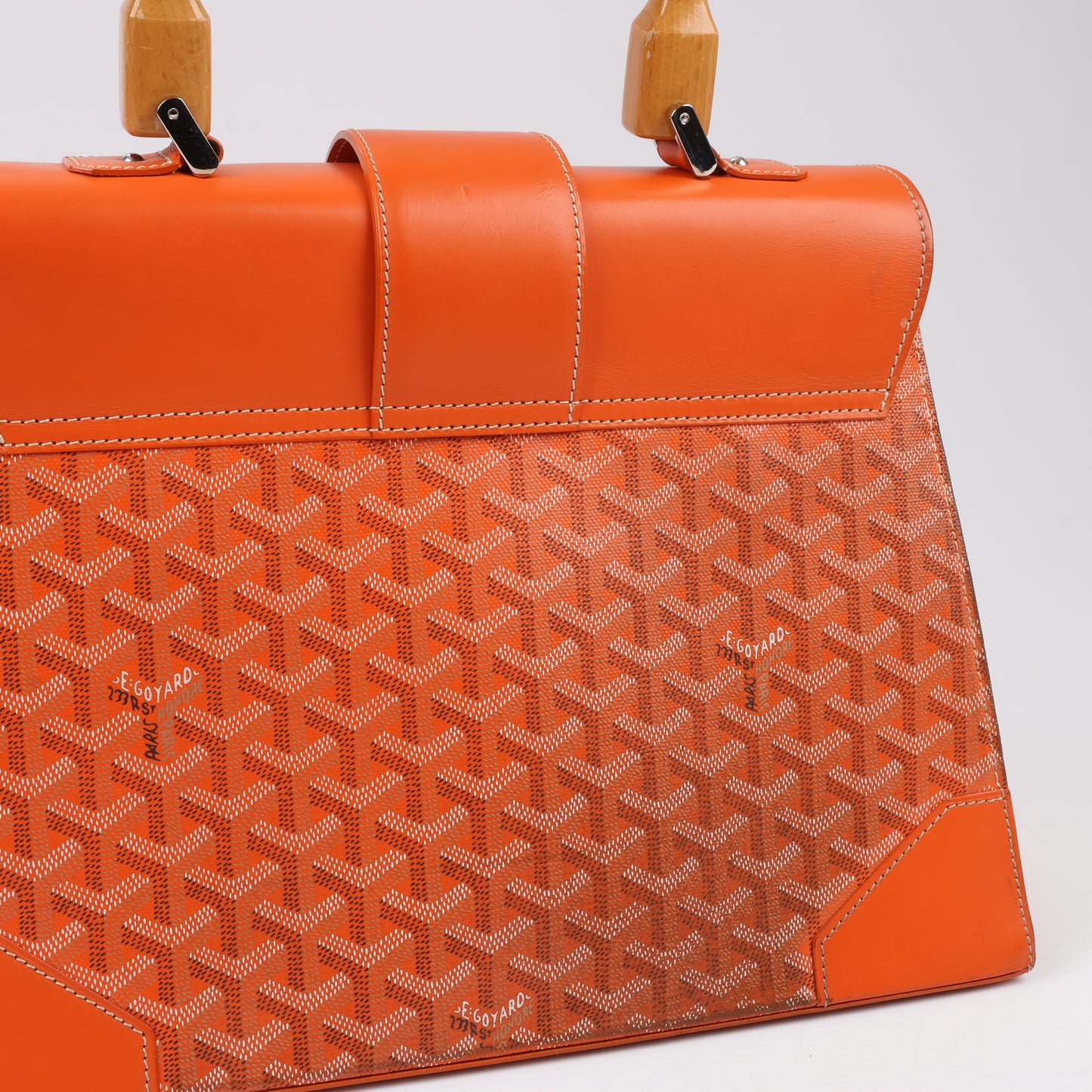 Goyard Saigon GM PVC & Leather Handbag in Orange