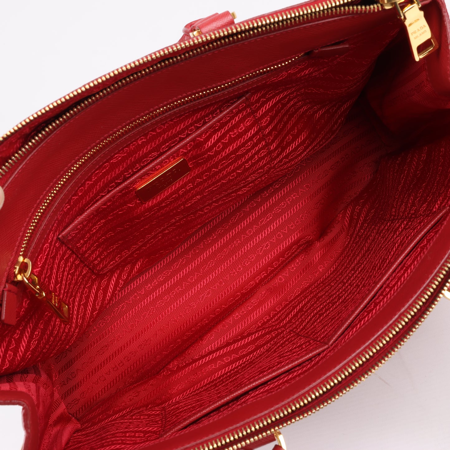 Prada Galleria Saffiano Lux Leather Handag in Red
