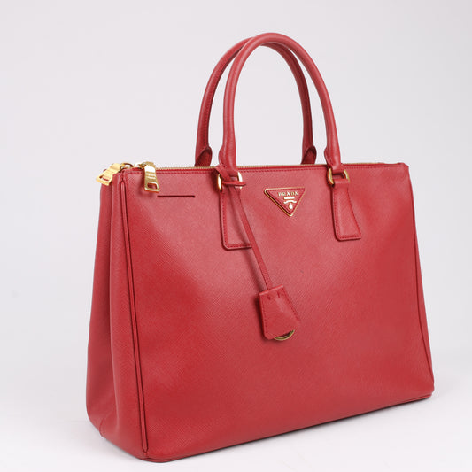 Prada Galleria Saffiano Lux Leather Handag in Red