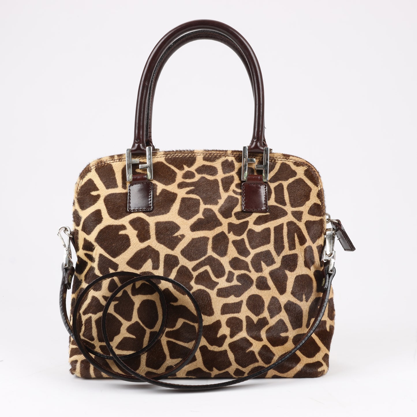 FENDI – 2-Wege-Handtasche aus Leder im Giraffen-Pony-Stil in Braun