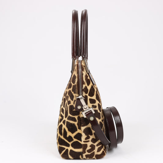 FENDI – 2-Wege-Handtasche aus Leder im Giraffen-Pony-Stil in Braun