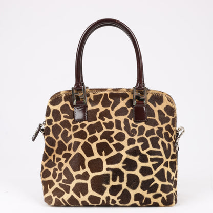 FENDI – 2-Wege-Handtasche aus Leder im Giraffen-Pony-Stil in Braun