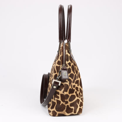 FENDI – 2-Wege-Handtasche aus Leder im Giraffen-Pony-Stil in Braun