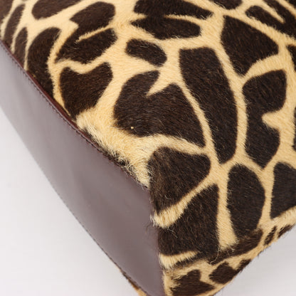 FENDI – 2-Wege-Handtasche aus Leder im Giraffen-Pony-Stil in Braun