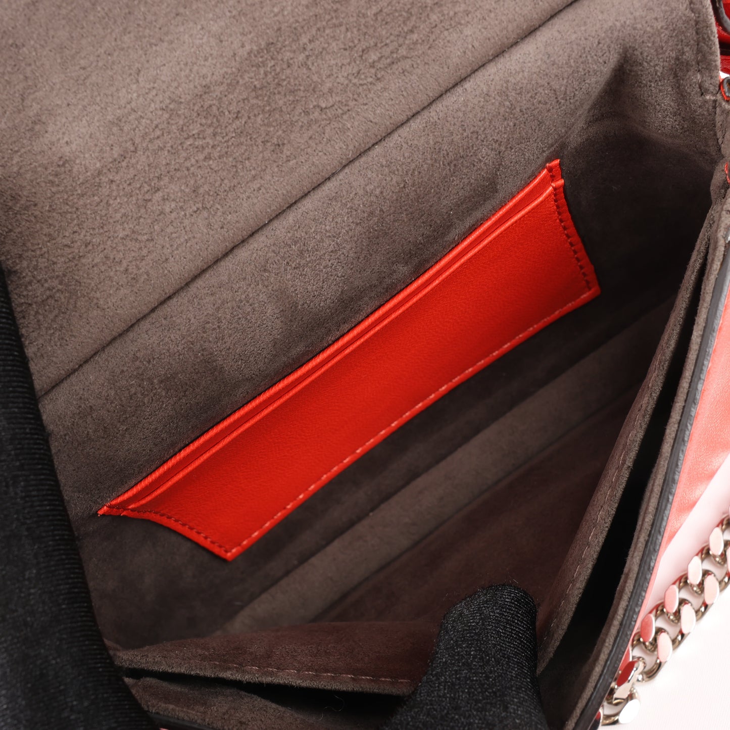 FENDI Double Micro Baguette Leder-Umhängetasche mit Kette in Rot 8M0371