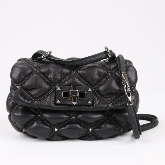 Valentino Garavani Nappa Small Spikeme Shoulder Bag in Black