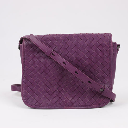 BOTTEGA VENETA Intrecciato Leather Shoulder Bag in Purple