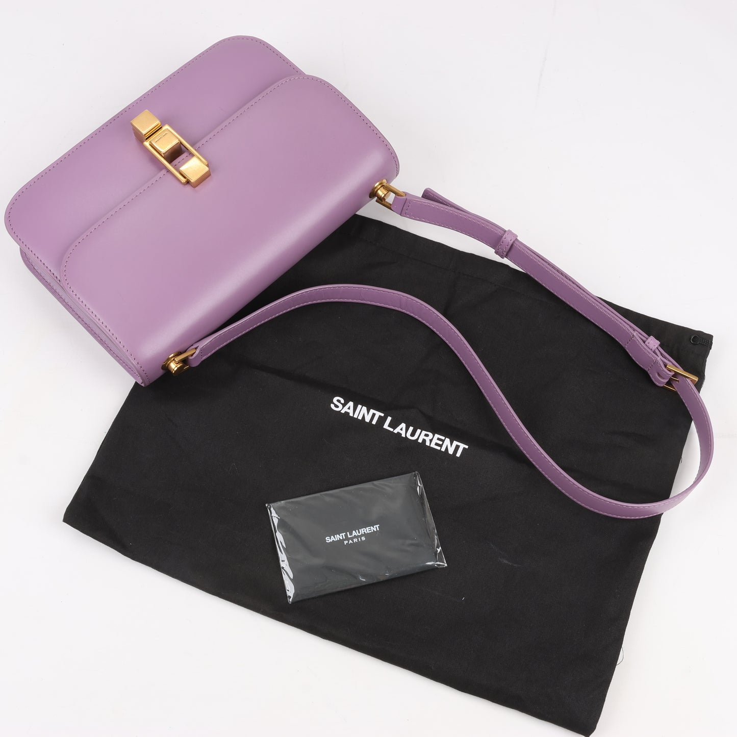 Saint Laurent Paris Carre Schultertasche aus Leder in Lila