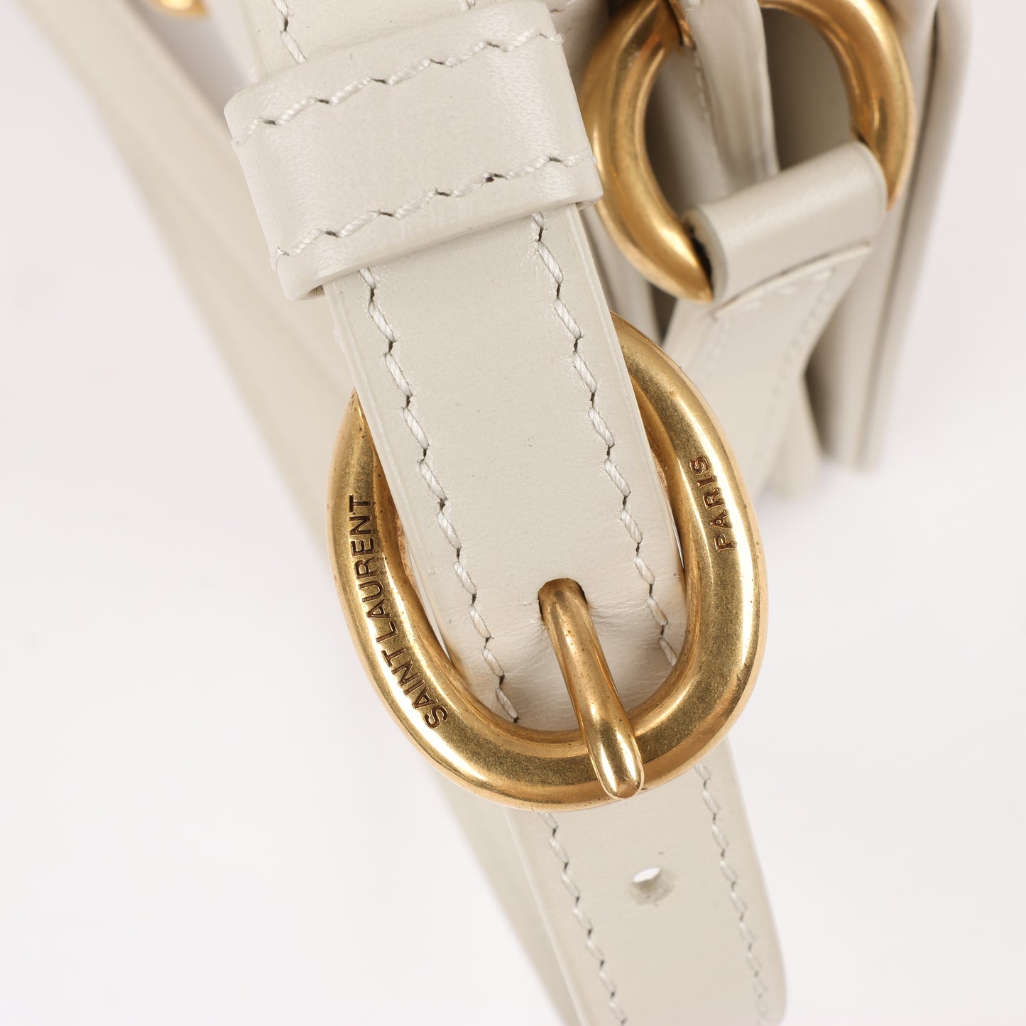 Saint Laurent Paris Le Maillon Leather Shoulder bag in Beige 649795