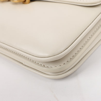 Saint Laurent Paris Le Maillon Leather Shoulder bag in Beige 649795