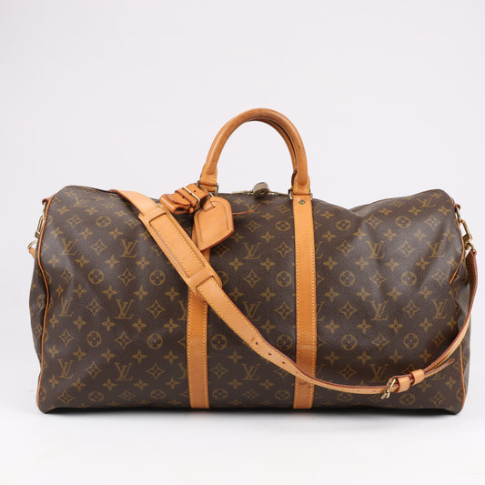Louis Vuitton Monogram Canvas Keepall Bandoulière 55 Travel Bag M41414