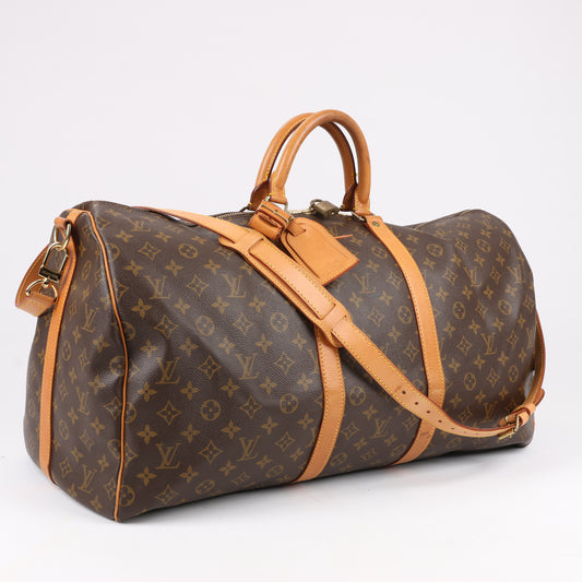 Louis Vuitton Monogram Canvas Keepall Bandoulière 55 Travel Bag M41414