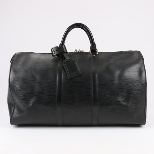 Louis Vuitton Epi Leather Keepall 50 Travel Bag in Black M42962