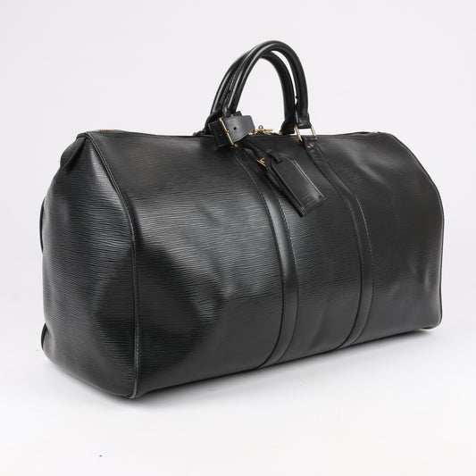 Louis Vuitton Epi Leather Keepall 50 Travel Bag in Black M42962