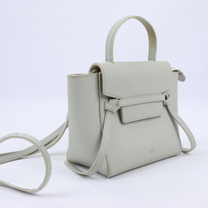 CELINE Gürteltasche aus genarbtem Kalbsleder Nano 2Way Handtasche in Mint