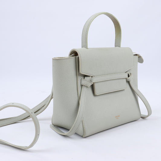 CELINE Gürteltasche aus genarbtem Kalbsleder Nano 2Way Handtasche in Mint