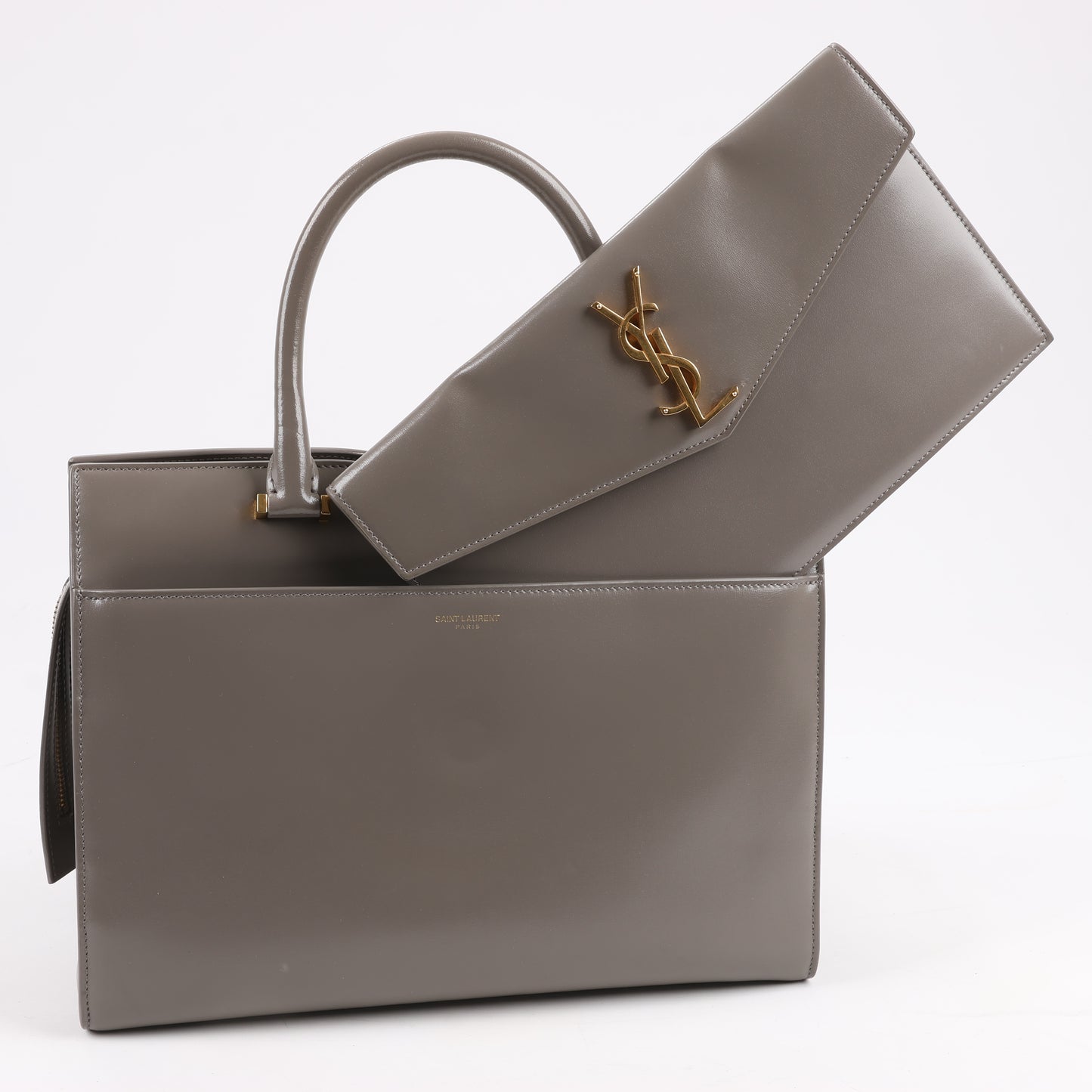Saint Laurent Paris Uptown Lederhandtasche in Grau 557653