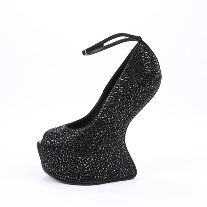 Giuseppe Zanotti Plateau-Wedges ohne Absatz mit Swarovski-Kristallen – Größe 38 EU