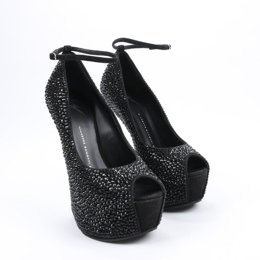 Giuseppe Zanotti Plateau-Wedges ohne Absatz mit Swarovski-Kristallen – Größe 38 EU