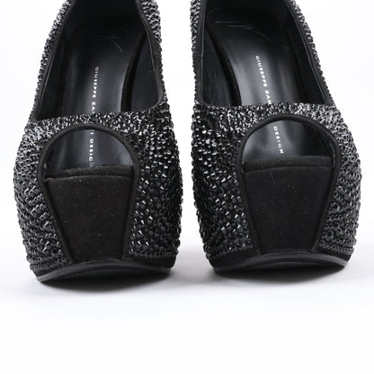 Giuseppe Zanotti Plateau-Wedges ohne Absatz mit Swarovski-Kristallen – Größe 38 EU