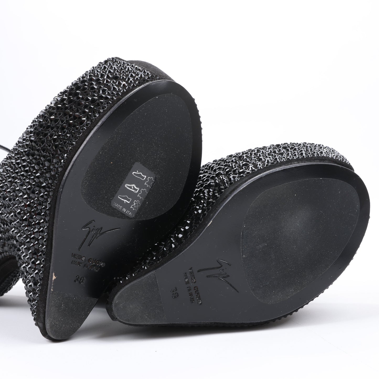 Giuseppe Zanotti Plateau-Wedges ohne Absatz mit Swarovski-Kristallen – Größe 38 EU