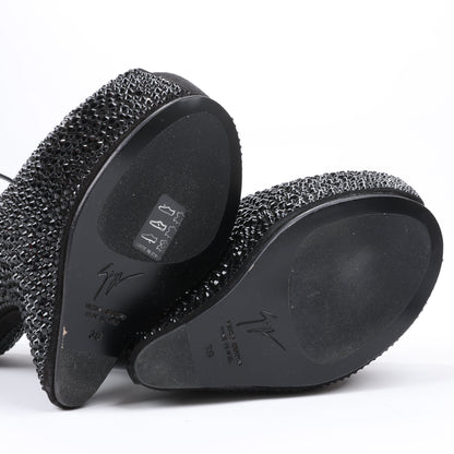 Giuseppe Zanotti Plateau-Wedges ohne Absatz mit Swarovski-Kristallen – Größe 38 EU