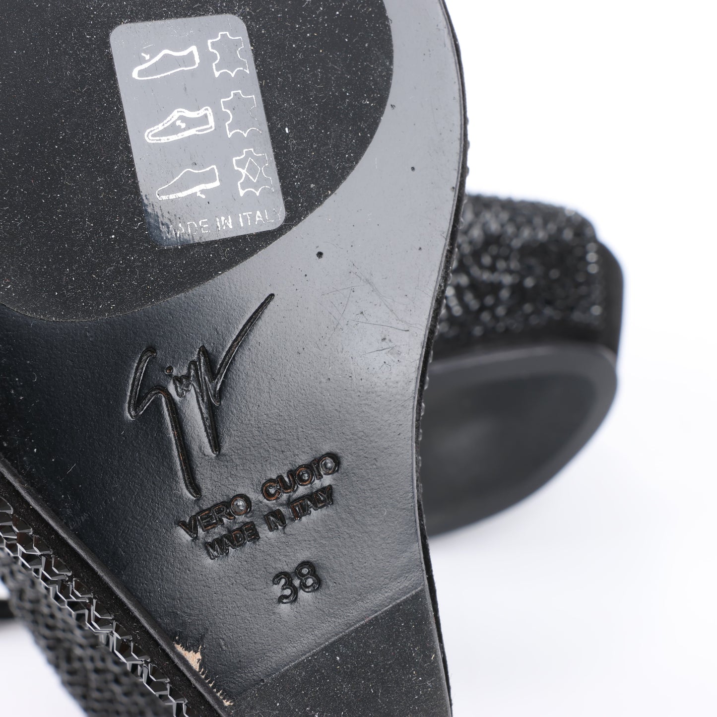 Giuseppe Zanotti Plateau-Wedges ohne Absatz mit Swarovski-Kristallen – Größe 38 EU