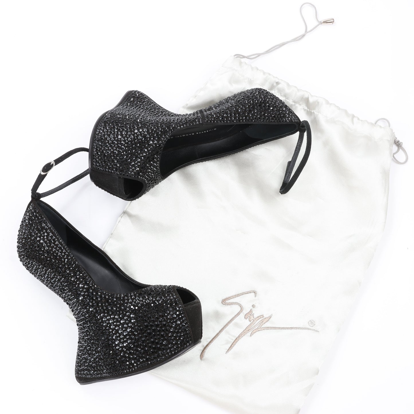 Giuseppe Zanotti Plateau-Wedges ohne Absatz mit Swarovski-Kristallen – Größe 38 EU