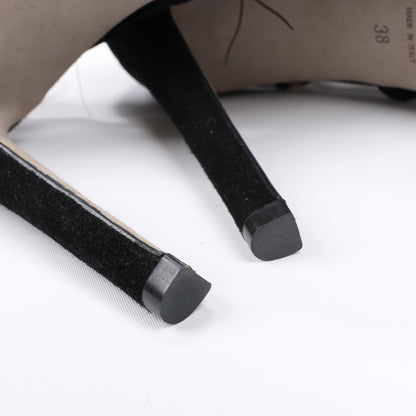 Sandales à plateforme Sergio Rossi en daim noir ornées de cristaux et de paon, taille 38 EU