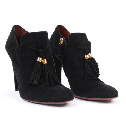 Gucci – Schwarze Stiefeletten aus Wildleder mit Quasten – Größe 37,5 EU 298169