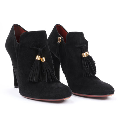 Gucci – Schwarze Stiefeletten aus Wildleder mit Quasten – Größe 37,5 EU 298169