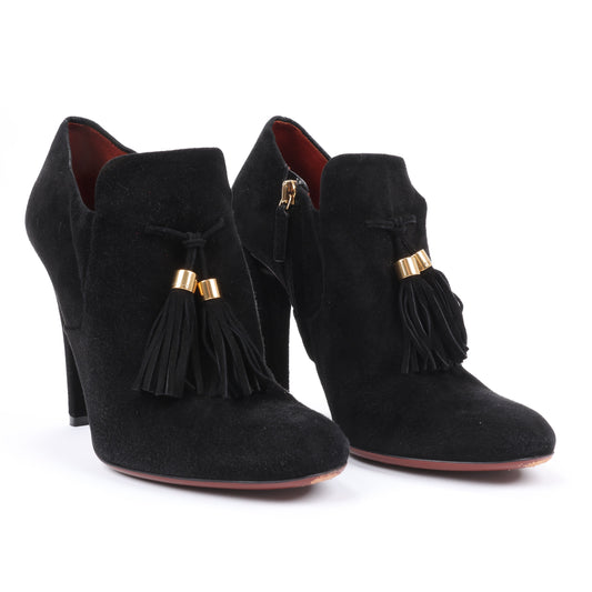 Gucci – Schwarze Stiefeletten aus Wildleder mit Quasten – Größe 37,5 EU 298169