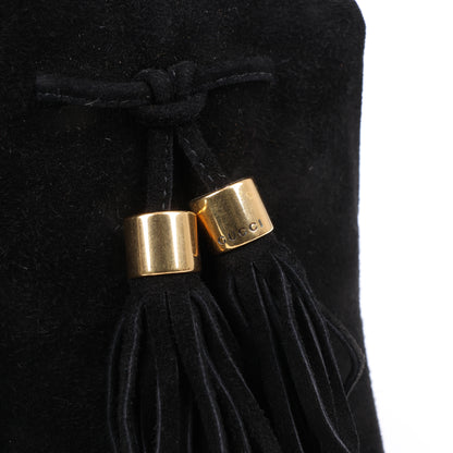 Gucci – Schwarze Stiefeletten aus Wildleder mit Quasten – Größe 37,5 EU 298169