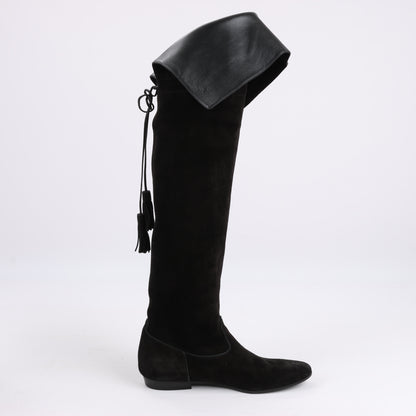 Celine Chat Botté Over-The-Knee Flat Boot in Suede Calfskin in Size 38 RM0220