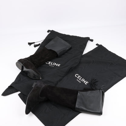 Celine Chat Botté Over-The-Knee Flat Boot in Suede Calfskin in Size 38 RM0220