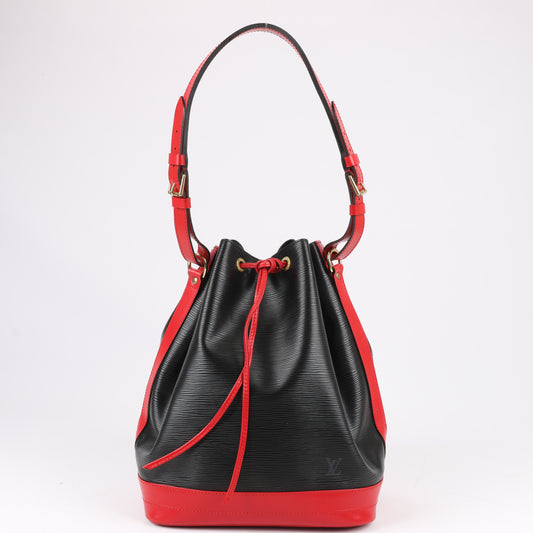 LOUIS VUITTON Epi Leather Noe Shoulder Bag in Black x Castilian Red