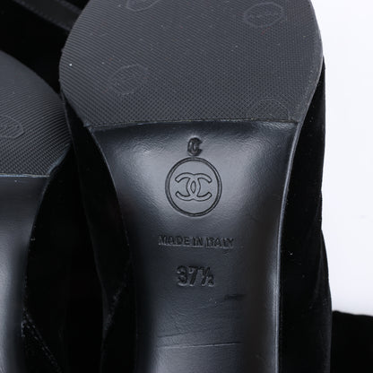 Chanel Coco Mark Velours-Stiefel in Schwarz, Größe 37,5 EU