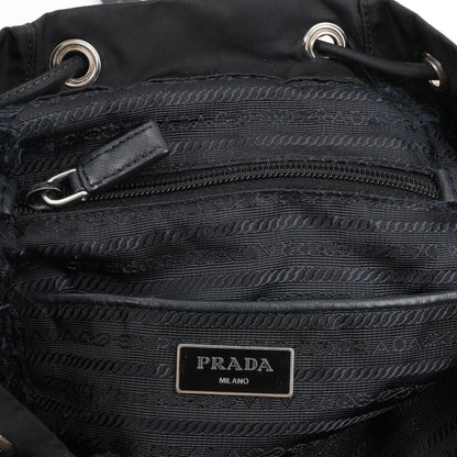 Prada Tessuto Stoff x Lederrucksack in Schwarz